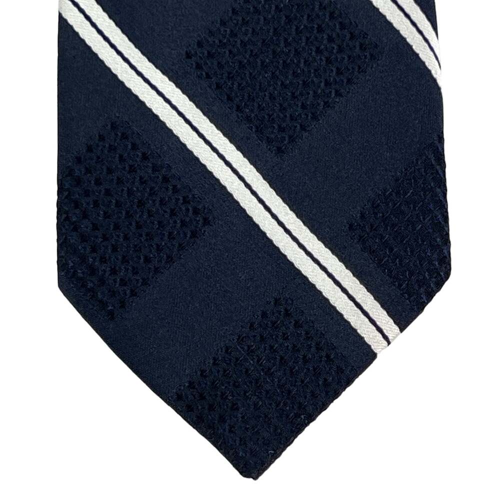 Arrow Textured Diagonal Stripe Men Tie Navy Blue White 53" Polyester Slim